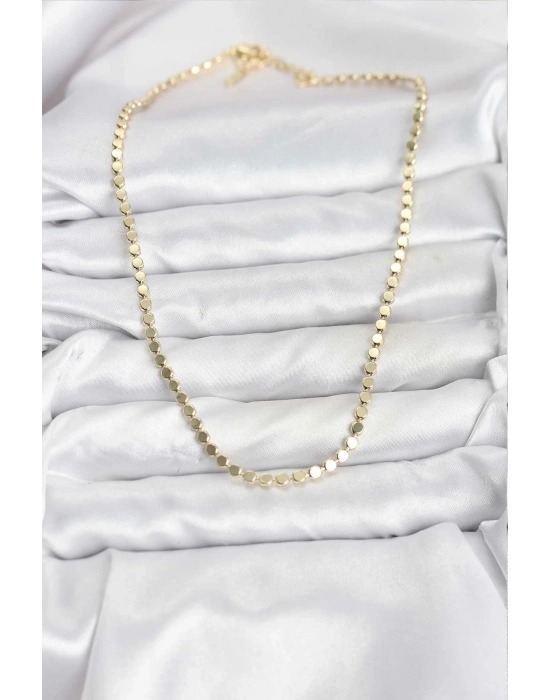 MuI MuI 316L Çelik Zincir Gold Renk Ezme Zincir Model  45 cm Kadın Kolye