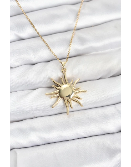 MuI MuI 316L Çelik Zincir Gold Renk Güneş Model Kadın Kolye