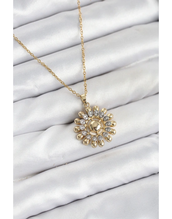 MuI MuI 316L Çelik Zincir Gold Renk Güneş Model Kadın Kolye