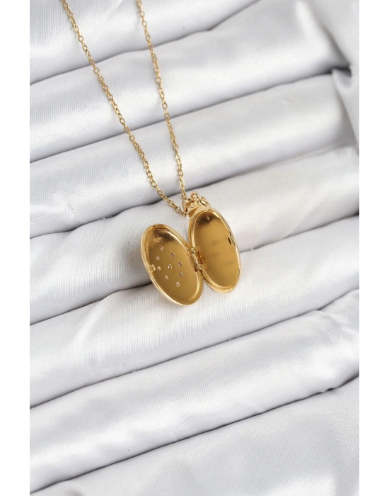 MuI MuI 316L Çelik Zincir Gold Renk Kapaklı Açılabilir Model Kadın Kolye