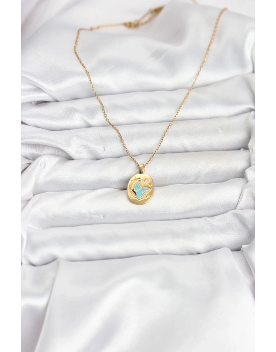 MuI MuI 316L Çelik Zincir Gold Renk Kelebek Figür Kadın Kolye