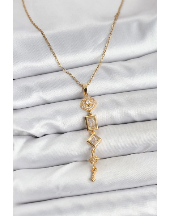 MuI MuI 316L Çelik Zincir Gold Renk Kutup Yıldızı Enerji Model Kadın Y Kolye