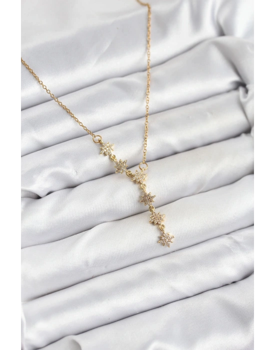 MuI MuI 316L Çelik Zincir Gold Renk Kutup Yıldızı Model Kadın Kolye