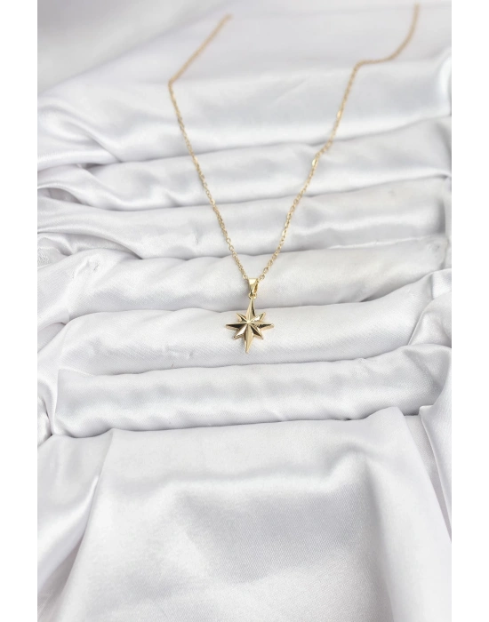 MuI MuI 316L Çelik Zincir Gold Renk Kutup Yıldızı Model Kadın Kolye