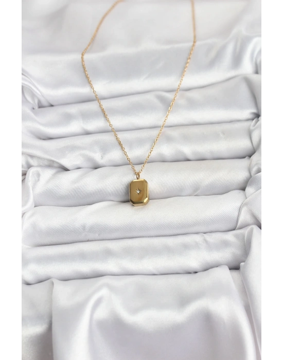 MuI MuI 316L Çelik Zincir Gold Renk Minimal Kutup Yıldızı Model Kadın Kolye