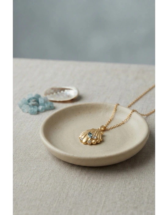 MuI MuI 316L Çelik Zincir Gold Renk Shell Model Kolye