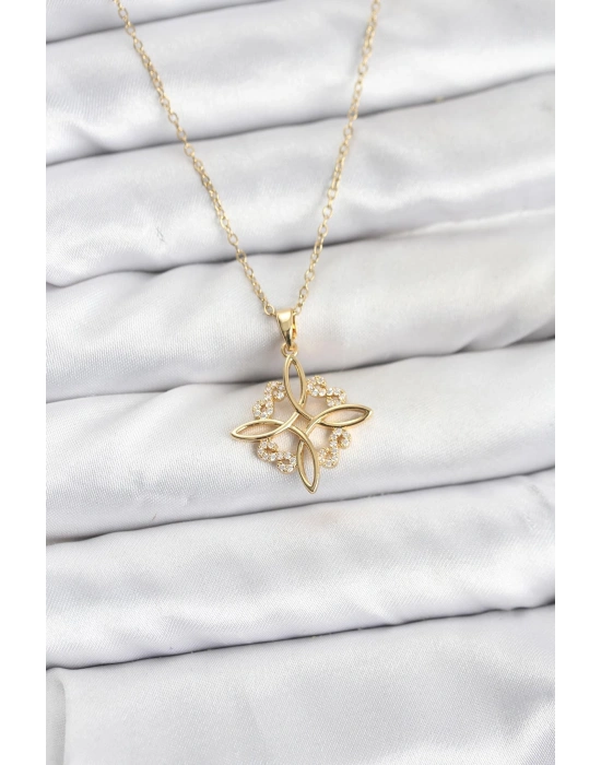 MuI MuI 316L Çelik Zincir Gold Renk Sonsuzluk Model Zirkon Taşlı Kadın Kolye