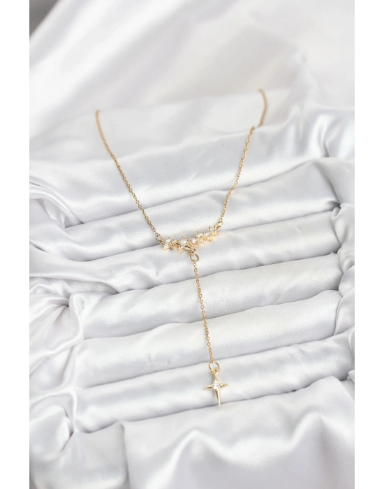 MuI MuI 316L Çelik Zincir Gold Renk Yıldız Model Y Kadın Kolye