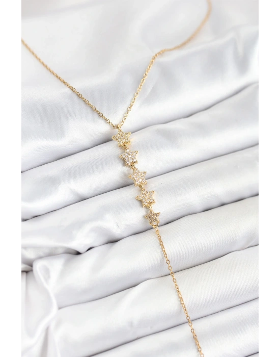 MuI MuI 316L Çelik Zincir Gold Renk Yıldız Model Y Kolye