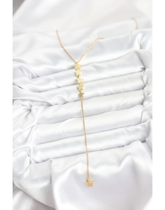 MuI MuI 316L Çelik Zincir Gold Renk Yıldız Model Y Kolye