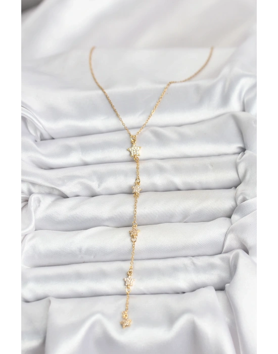 MuI MuI 316L Çelik Zincir Gold Renkli Yıldız Model Kadın Y Kolye