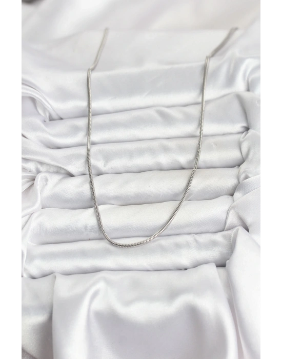 MuI MuI 316L Çelik Zincir Gümüş Renk 60 cm Yılan Zincir Kadın Kolye