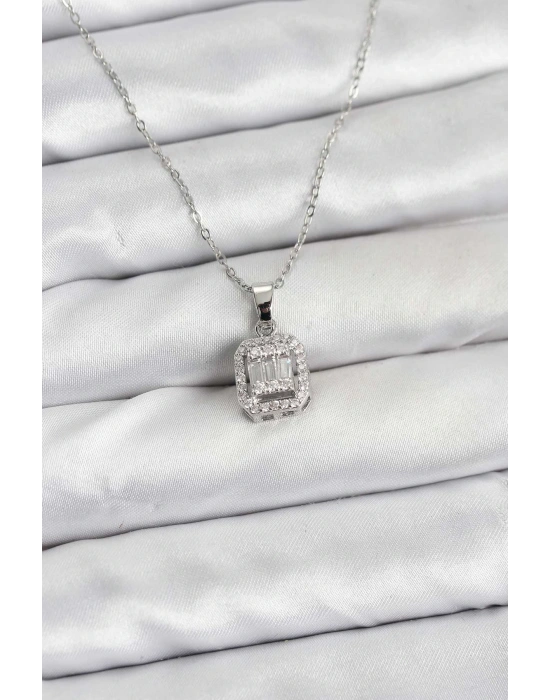 MuI MuI 316L Çelik Zincir Gümüş Renk Baget Model Kadın Kolye