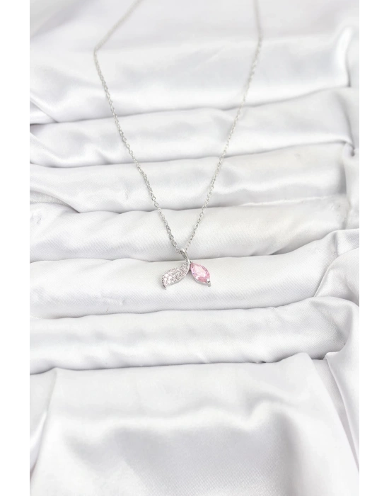 MuI MuI 316L Çelik Zincir Gümüş Renk Balık Kuyruğu Model Zirkon Taşlı Kadın Kolye