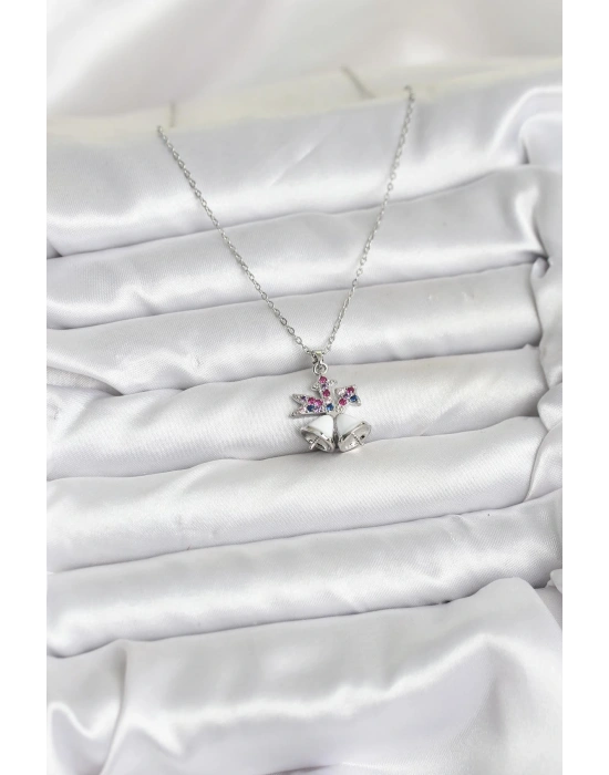 MuI MuI 316L Çelik Zincir Gümüş Renk Chirtsmas Bell Model Yılbaşı Temalı Kadın Kolye