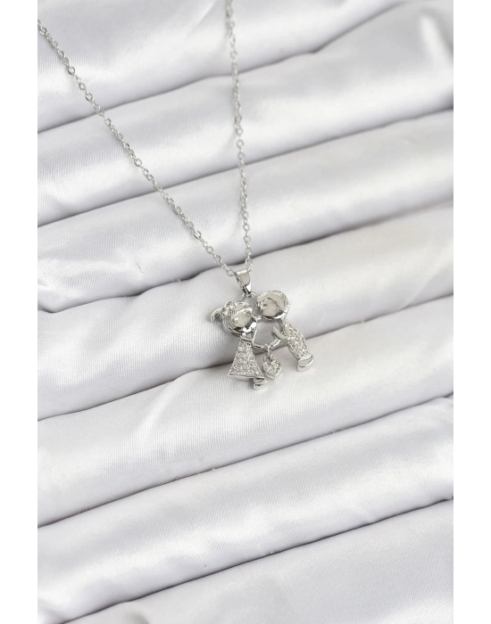 MuI MuI 316L Çelik Zincir Gümüş Renk Erkek Kız Model Kadın Kolye