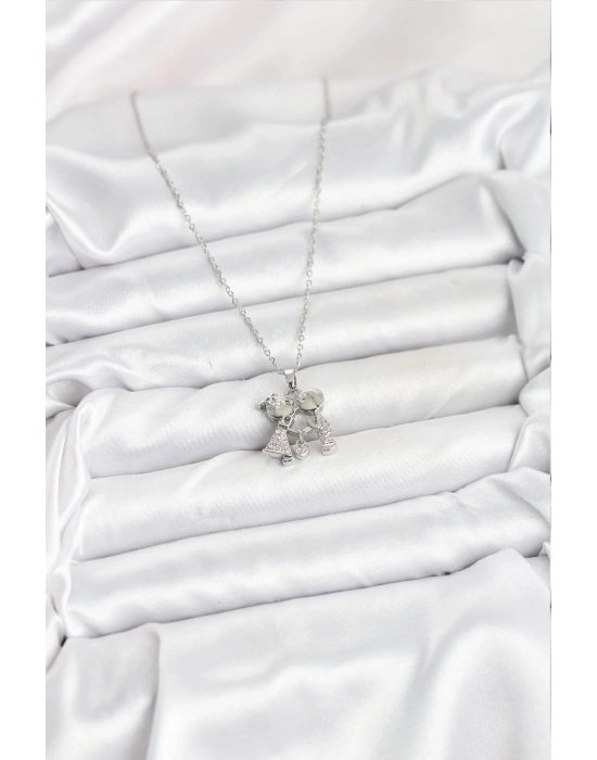 MuI MuI 316L Çelik Zincir Gümüş Renk Erkek Kız Model Kadın Kolye