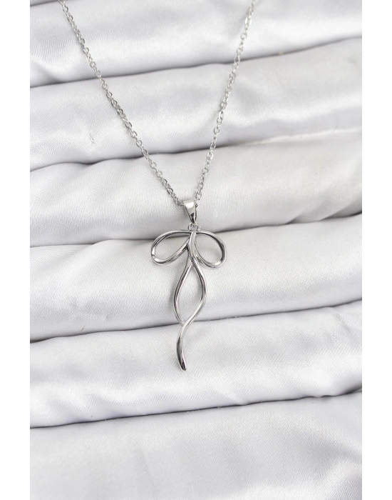 MuI MuI 316L Çelik Zincir Gümüş Renk Fiyonk Model Kadın Kolye