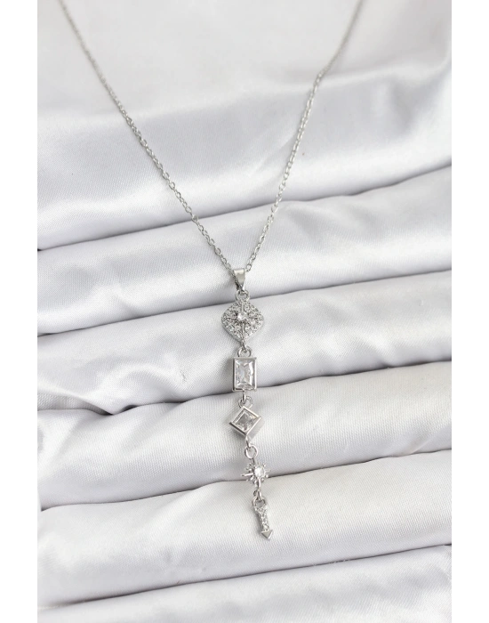 MuI MuI 316L Çelik Zincir Gümüş Renk Kutup Yıldızı Enerji Model Kadın Y Kolye