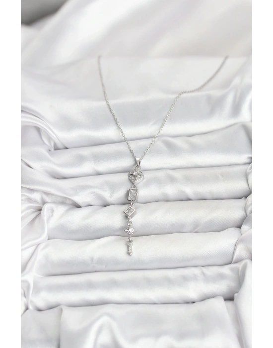 MuI MuI 316L Çelik Zincir Gümüş Renk Kutup Yıldızı Enerji Model Kadın Y Kolye