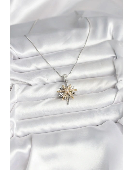 MuI MuI 316L Çelik Zincir Gümüş Renk Kutup Yıldızı Model Kadın Kolye