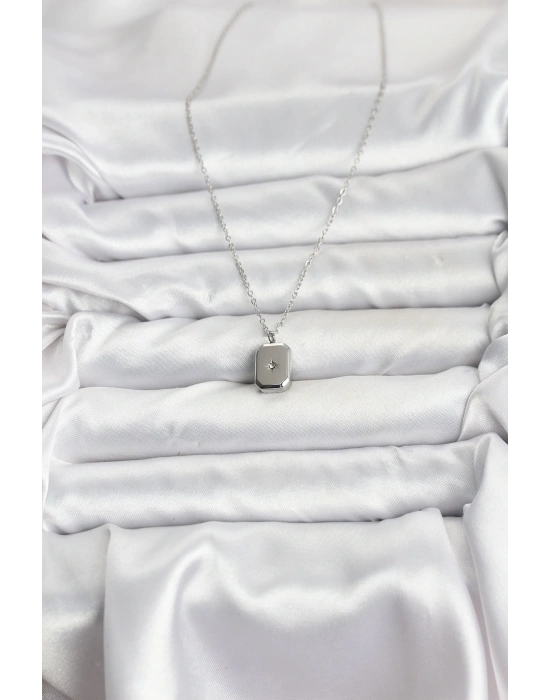 MuI MuI 316L Çelik Zincir Gümüş Renk Minimal Kutup Yıldızı Model Kadın Kolye