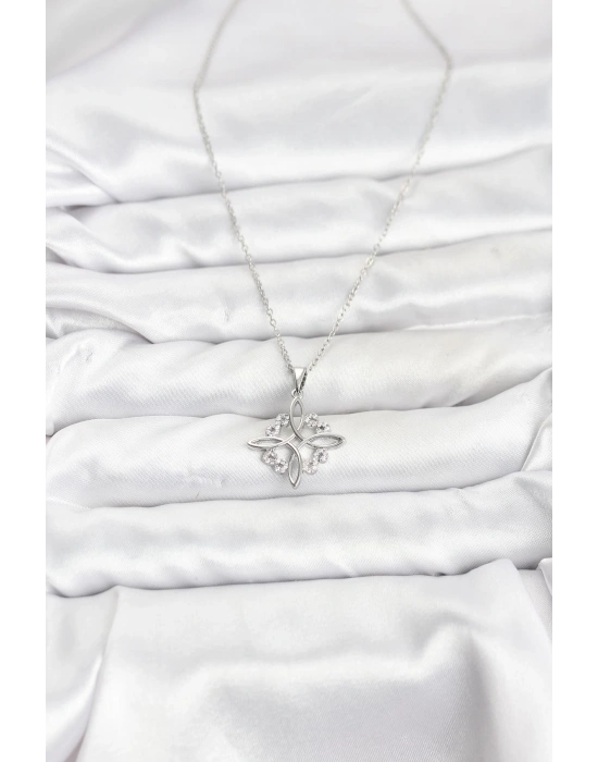 MuI MuI 316L Çelik Zincir Gümüş Renk Sonsuzluk Model Zirkon Taşlı Kadın Kolye