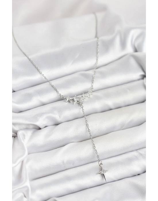 MuI MuI 316L Çelik Zincir Gümüş Renk Yıldız Model Y Kadın Kolye