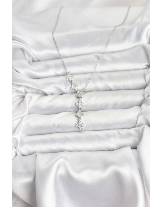 MuI MuI 316L Çelik Zincir Gümüş Renk Yonca Model Kadın Kolye