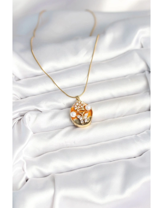 MuI MuI 316L Çelik Zincir Kelebek Model Sanatsal Portre Kadın Kolye