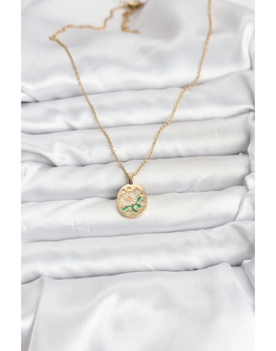 MuI MuI 316L Çelik Zincir Papatya Figürlü Kadın Kolye