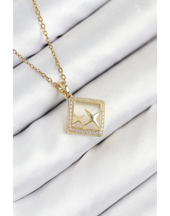 MuI MuI 316L Çelik Zirkon Taşlı Yıldız Model Gold Renk Kadın Kolye