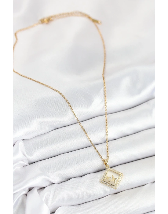 MuI MuI 316L Çelik Zirkon Taşlı Yıldız Model Gold Renk Kadın Kolye