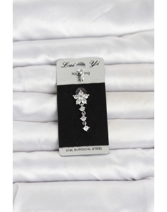 MuI MuI 316L Cerrahi Çelik Sallantılı Çiçek Model Göbek Piercing
