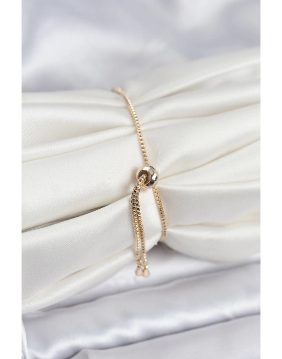 MuI MuI Göz Model Zirkon Taşlı Gold Renk Asansörlü Su Yolu Bileklik