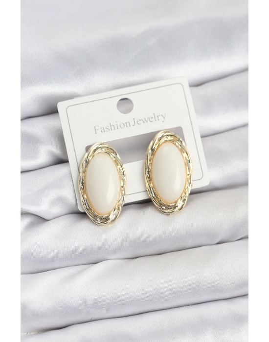 MuI MuI Beyaz Badem Model Vintage Kadın Küpe