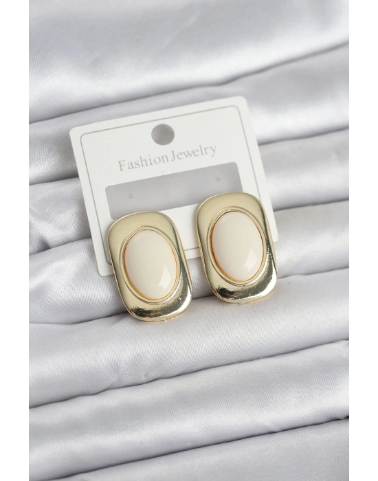 MuI MuI Beyaz Renk Kare Model Vintage Kadın Küpe