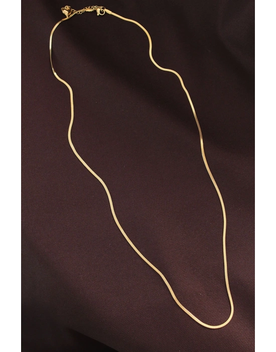 MuI MuI Çelik Gold Renk 60 cm İnce İtalyan Zincir Kolye