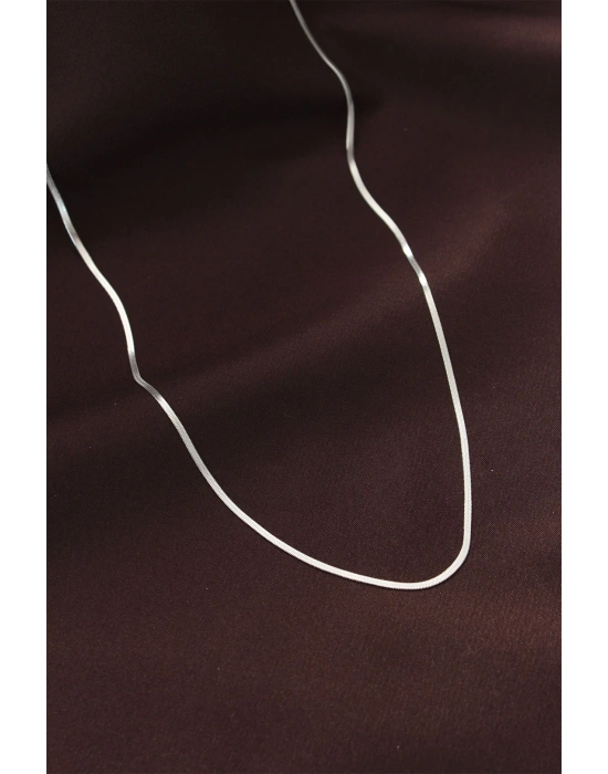 MuI MuI Çelik Gümüş Renk 60 cm İnce İtalyan Zincir Kolye