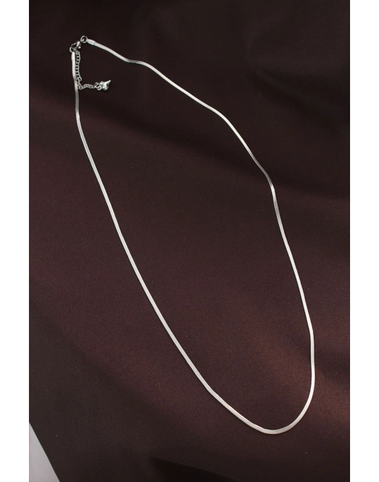 MuI MuI Çelik Gümüş Renk 60 cm İnce İtalyan Zincir Kolye