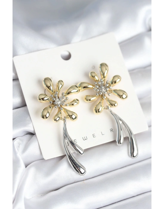 MuI MuI Çiçek Model Gold Gümüş Renk Kadın Küpe