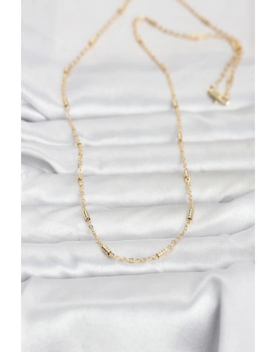 MuI MuI CM 14K Goldfarbene Stabkette, Modell 60 cm, Damenhalskette