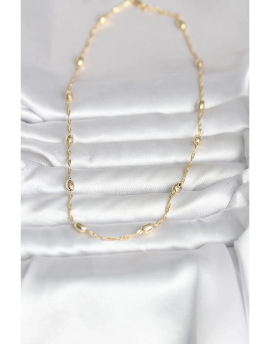 MuI MuI CM 14K Gold Renk Burgu Zincirli Damla Topçuk Model 45 cm Kadın Kolye