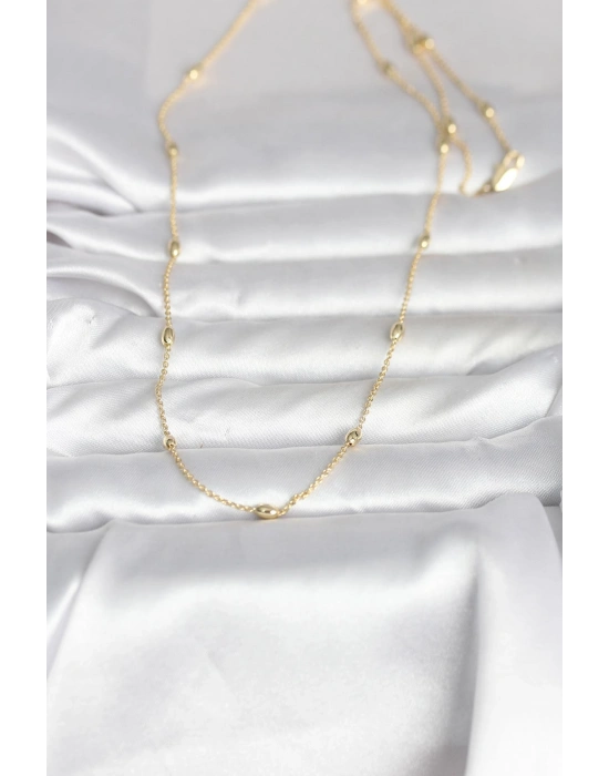 MuI MuI CM 14K Goldfarbene Tropfenkugelkette 60 cm Damenhalskette