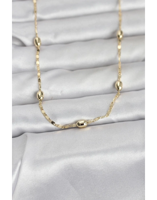 MuI MuI CM 14K Goldfarbene Tropfenperlenkette, Modell 60 cm, Damenhalskette