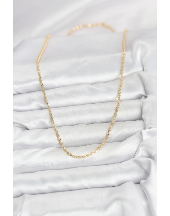 MuI MuI CM 14K Goldfarbene, gedrehte Kette, Modell 60 cm, Damenhalskette