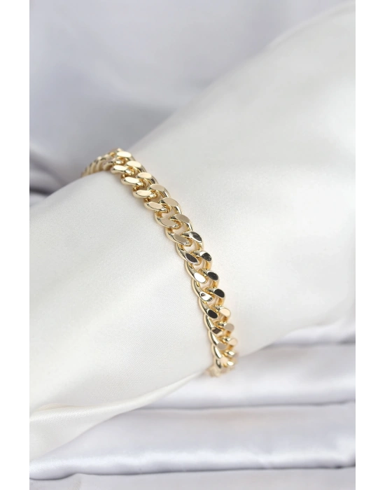 MuI MuI CM 14K Gold Renk Ezme Kalın Zincir Model Kadın Bileklik