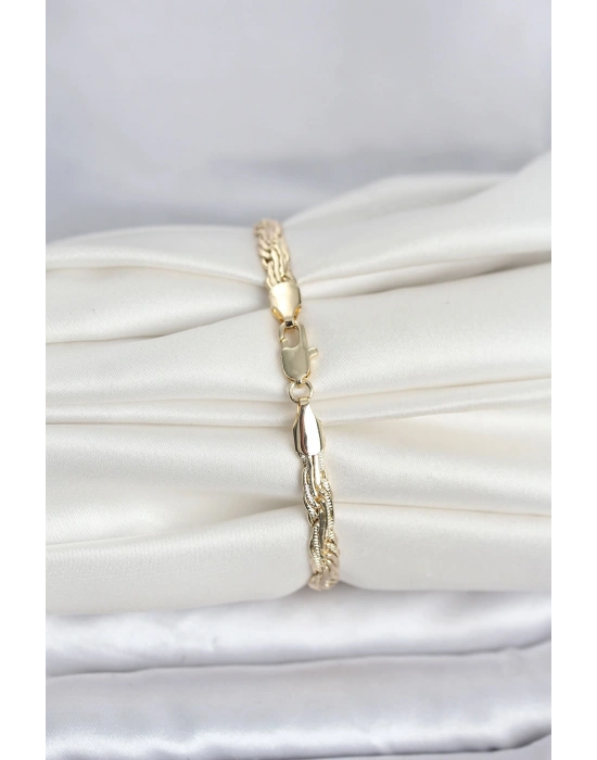 MuI MuI CM 14K Gold Renk Ezme Sarmal Zincir Model Kadın Bileklik