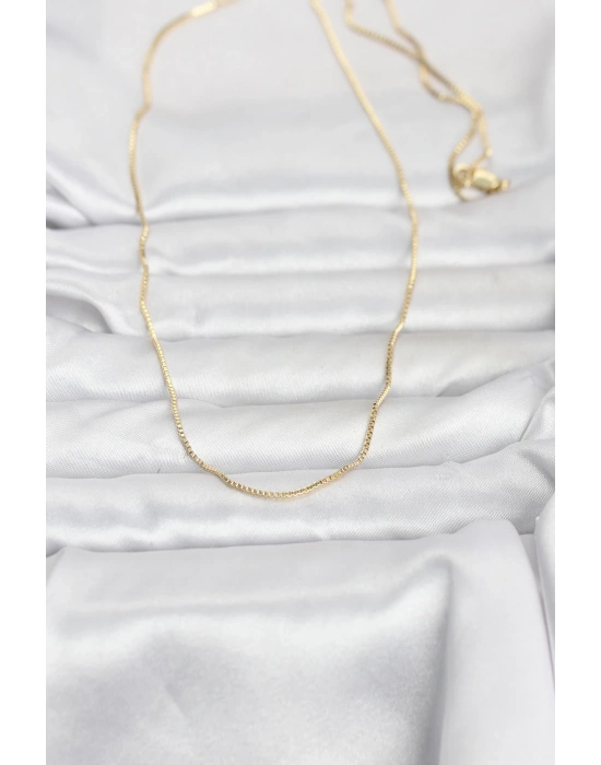 MuI MuI CM 14K Goldfarbene, dünne quadratische Kette, 60 cm, Damenhalskette