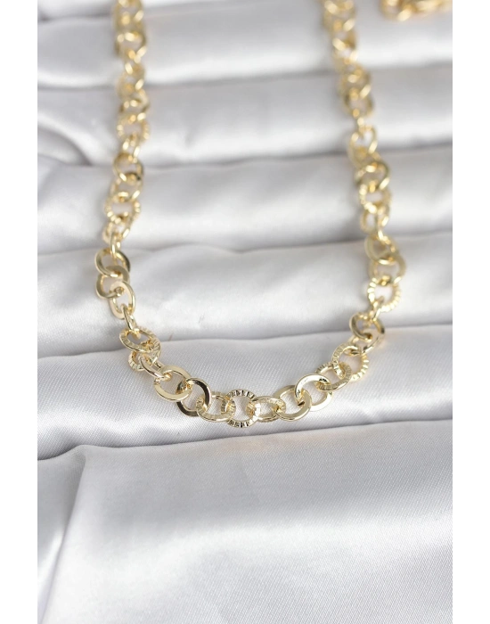 MuI MuI CM 14K Gold Renk Kalın Halka Zincirli 60 cm Kadın Kolye